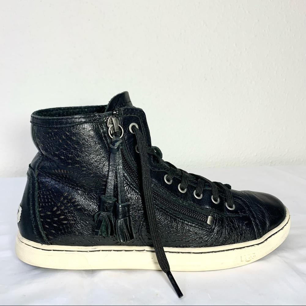 UGG Blaney leather perforated hi top sneakers